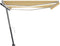 vidaXL - Luifel - handmatig - uittrekbaar - met - LED - 400x350 - cm - geel - en - wit