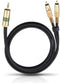 Oehlbach 2056 - Audiokabel 3,5 mm naar 2x RCA - Vergulde stekkers - Zwart 1.00 m
