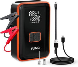 FlinQ Jumpstarter 12V - 4-in-1 Jump Starter Luchtcompressor LED Zaklamp - Zwart/Oranje