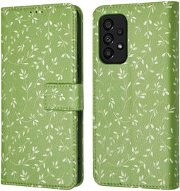 iMoshion Hoesje Geschikt voor Samsung Galaxy A53 Hoesje Met Pasjeshouder - iMoshion Design Bookcase smartphone - Groen / Green Flowers