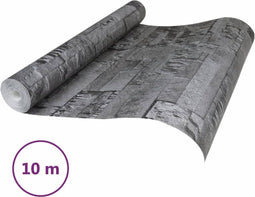 vidaXL - Vliesbehang - 3D - steen-look - 10x0,53 - m - zwart