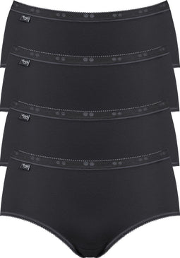 sloggi Basic+ - Dames Midi slip - Extra zachte naden - Zwart (4-pack)