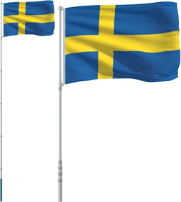 vidaXL - Vlag - met - vlaggenmast - Zweden - 5,55 - m - aluminium