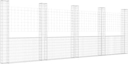 vidaXL - Schanskorf - U-vormig - met - 5 - palen - 500x20x200 - cm - ijzer