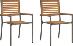 vidaXL - Opberg - Tuinstoelen - 2 - stuks - Grijs - Poly - Rattan
