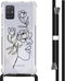 iMoshion Hoesje Geschikt voor Samsung Galaxy A71 Hoesje Met Koord - iMoshion Design Hoesje met Koord - Zwart / Transparant / Woman Flower