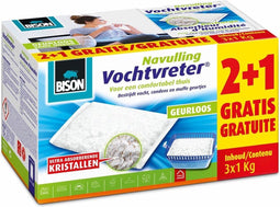 Bison Vochtvreter® - Navulzak Geurloos - Bestrijdt vocht en muffe geurtjes (3-pack)