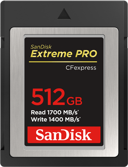 Sandisk Extreme Pro - CFexpress Card Type B - 512GB - 1700MB/s lezen 1400MB/s schrijven