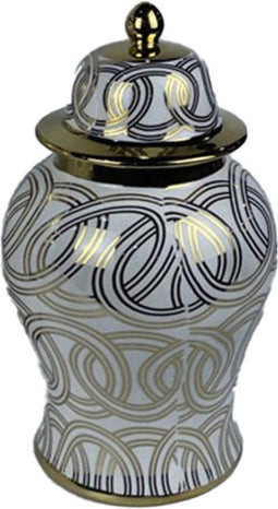 Vaas DKD Home Decor Porselein Gouden Wit Orientaals (17 x 17 x 31 cm)