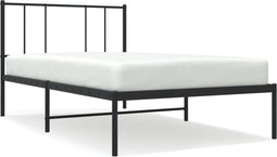 vidaXL - Bedframe - met - hoofdbord - metaal - zwart - 90x200 - cm
