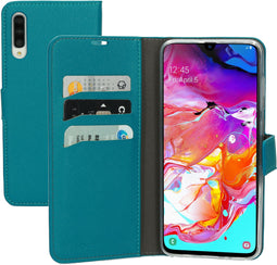 Mobiparts Galaxy A70 - Wallet Case - Saffiano motief - Blauw