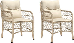 vidaXL - Tuinstoelen - 2 - st - met - kussens - poly - rattan - beige