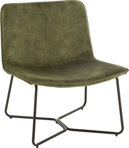 J-Line loungestoel Isabel - metaal/textiel - groen - 2 stuks