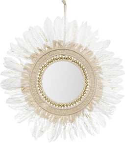 Atmosphera Wandspiegel veren en gouden glitterafwerking - Dia 50 cm