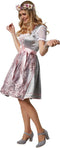 Dressforfun Mini-dirndl Sonthofen - Verkleedkleding - Glanzende afwerking - Zilver/roze - XL