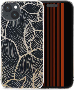 iMoshion Hoesje Geschikt voor iPhone 15 Plus Hoesje Siliconen - iMoshion Design hoesje - Transparant / Golden Leaves Transparant