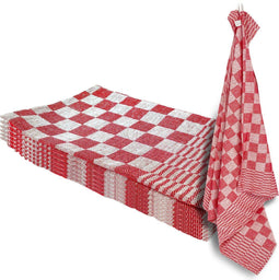 Theedoekenset - Glazendoeken - (Set van 6) - Blok Rood - 65x65 - Geblokt - Blokdoeken - 100% katoen - Horeca Theedoeken - horeca - Glazendoeken