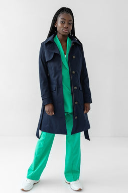 Waterproof Tailored Trenchcoat Navy - Matte