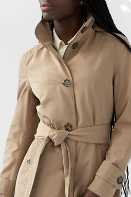 Waterproof Waistbelt RainCoat - Beige