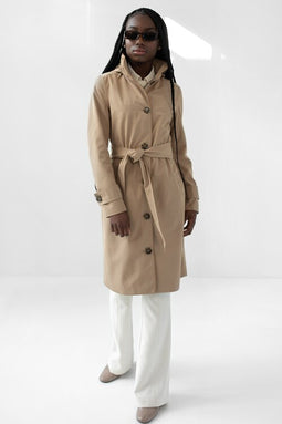 Waterproof Waistbelt RainCoat - Beige