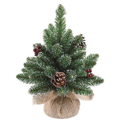 Black Box artificial Christmas tree with burlap derby - 30 x 20 cm - GREEN