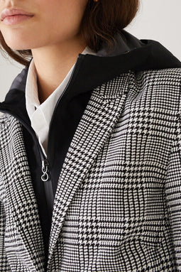 Jacket with zip off hood -black and white check