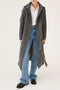Maxi double breasted wrapcoat - Grey Wool Stripe