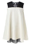 Off-White Babydoll Dress with Black Tulle