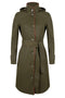 Waterproof Waistbelt Rain Coat - Forest Green