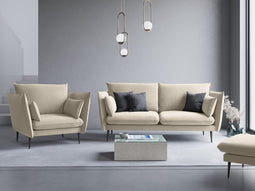 Micadoni Velvet Sofa "Agate" 2 Seats
