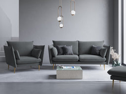 Micadoni Velvet Armchair "Agate" 1 Seat