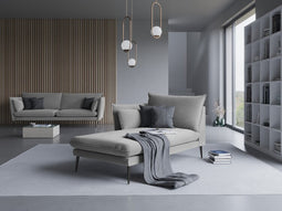 Micadoni Velvet Chaise Longue Left "Agate" 1 Seat