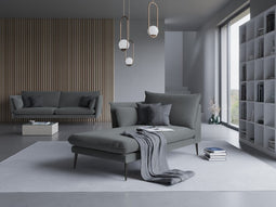 Micadoni Velvet Chaise Longue Left "Agate" 1 Seat