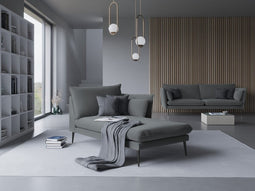 Micadoni Velvet Chaise Longue Right "Agate" 1 Seat