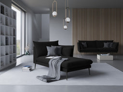 Micadoni Velvet Chaise Longue Right "Agate" 1 Seat