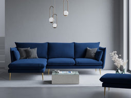 Micadoni Velvet Left Corner Sofa "Agate" 4 Seats