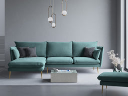 Micadoni Velvet Left Corner Sofa "Agate" 4 Seats