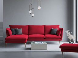 Micadoni Velvet Left Corner Sofa "Agate" 4 Seats