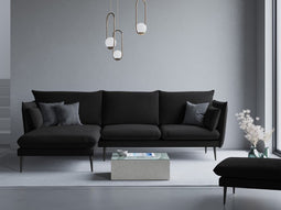 Micadoni Velvet Left Corner Sofa "Agate" 4 Seats