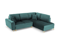 Micadoni Velvet Right Corner Sofa With Bed Function And Box "Moghan" 5 Seats