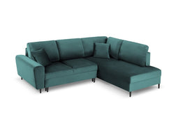 Micadoni Velvet Right Corner Sofa With Bed Function And Box "Moghan" 5 Seats