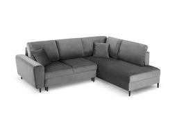 Micadoni Velvet Right Corner Sofa With Bed Function And Box "Moghan" 5 Seats