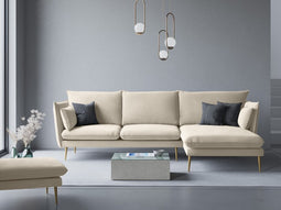 Micadoni Velvet Right Corner Sofa "Agate" 4 Seats