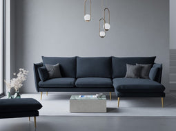 Micadoni Velvet Right Corner Sofa "Agate" 4 Seats