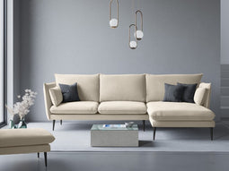 Micadoni Velvet Right Corner Sofa "Agate" 4 Seats