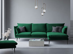 Micadoni Velvet Right Corner Sofa "Agate" 4 Seats