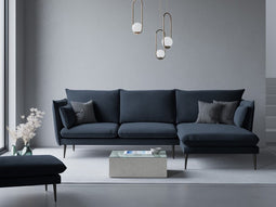 Micadoni Velvet Right Corner Sofa "Agate" 4 Seats