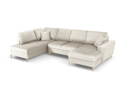 Micadoni Velvet Panoramic Left Sofa with Box and Sleeping Function "Moghan" 7 Seats