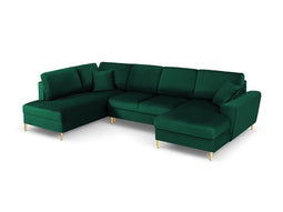 Micadoni Velvet Panoramic Left Sofa with Box and Sleeping Function "Moghan" 7 Seats