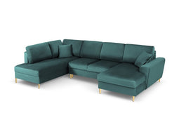 Micadoni Velvet Panoramic Left Sofa with Box and Sleeping Function "Moghan" 7 Seats
